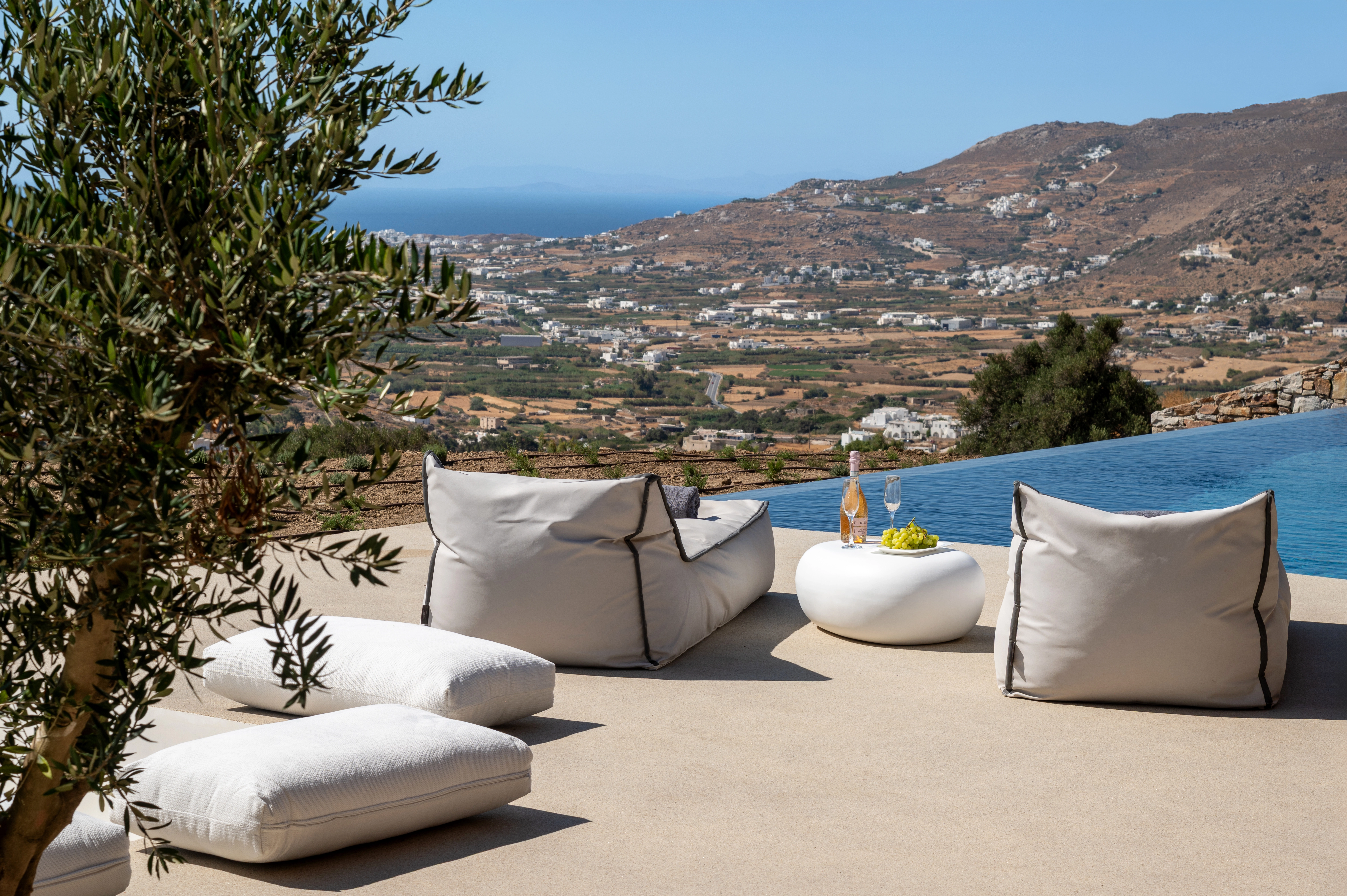 Mattresses in the villa next to pool