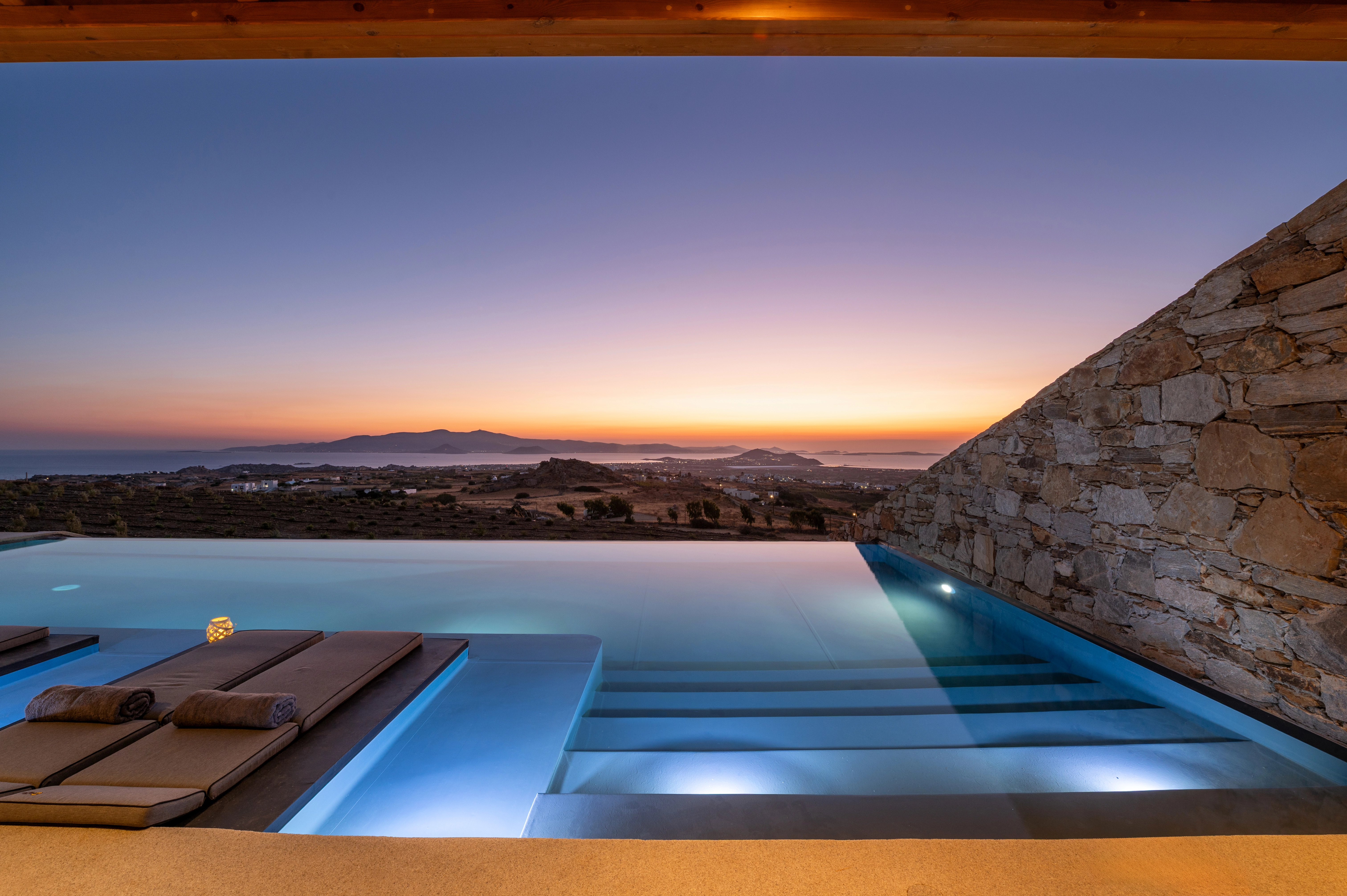Sunset from the pool entrance in the villa