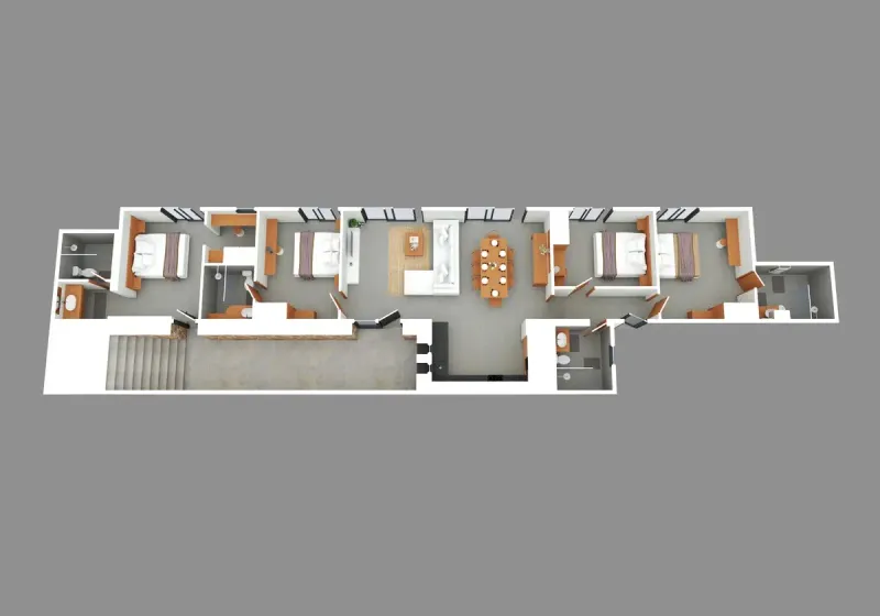 Schematics of the villa interior from above