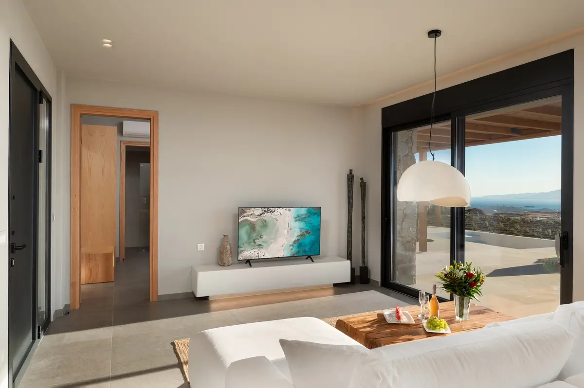 Living room area with couch and tv
