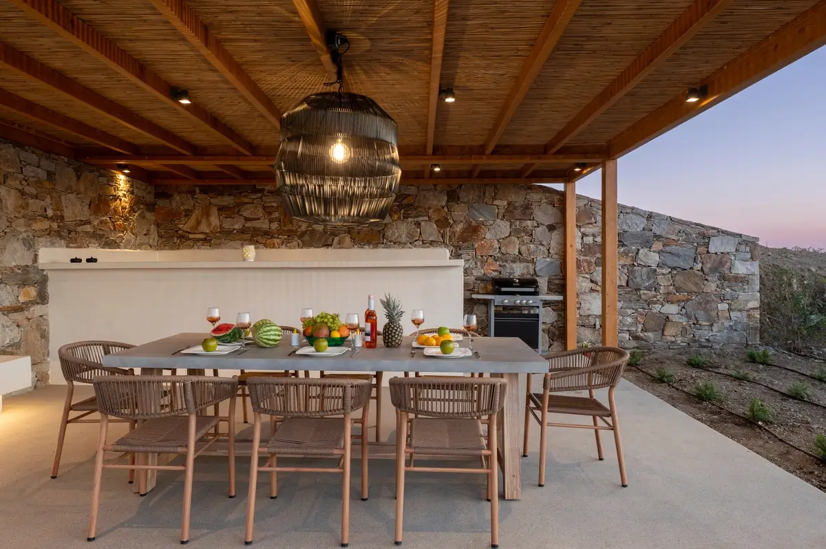 Terrace dining area during evening hours